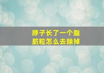 脖子长了一个脂肪粒怎么去除掉