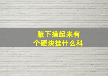 腋下摸起来有个硬块挂什么科