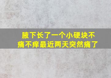 腋下长了一个小硬块不痛不痒最近两天突然痛了