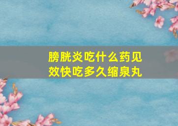 膀胱炎吃什么药见效快吃多久缩泉丸