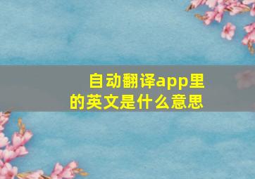 自动翻译app里的英文是什么意思