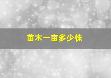 苗木一亩多少株