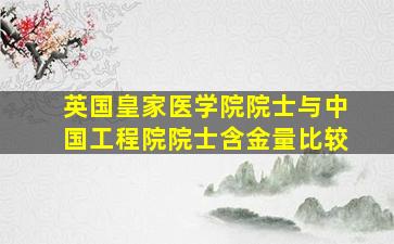 英国皇家医学院院士与中国工程院院士含金量比较