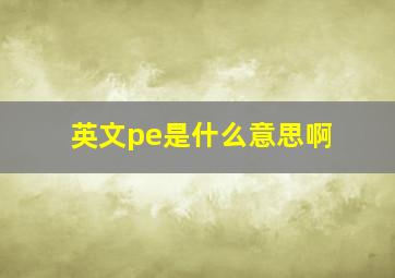 英文pe是什么意思啊