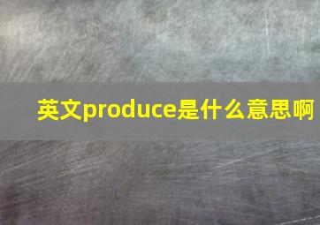 英文produce是什么意思啊