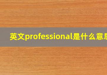 英文professional是什么意思