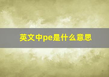 英文中pe是什么意思