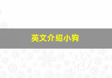 英文介绍小狗