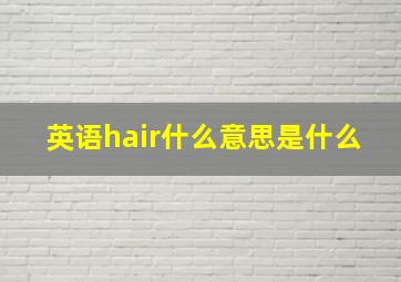 英语hair什么意思是什么