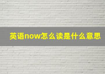 英语now怎么读是什么意思