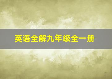 英语全解九年级全一册