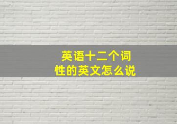 英语十二个词性的英文怎么说