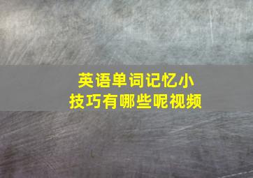 英语单词记忆小技巧有哪些呢视频