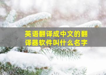 英语翻译成中文的翻译器软件叫什么名字