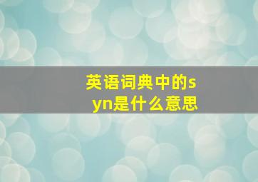 英语词典中的syn是什么意思