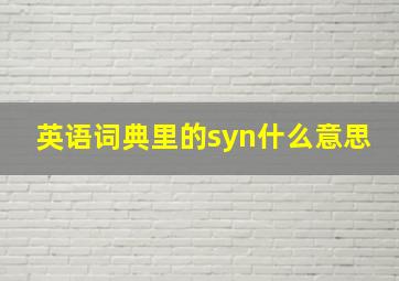 英语词典里的syn什么意思