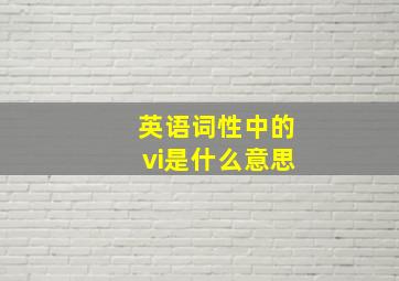 英语词性中的vi是什么意思