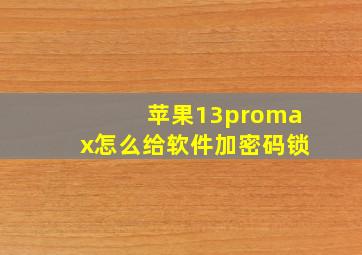 苹果13promax怎么给软件加密码锁