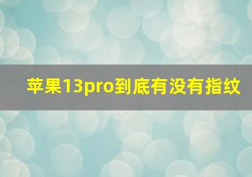 苹果13pro到底有没有指纹