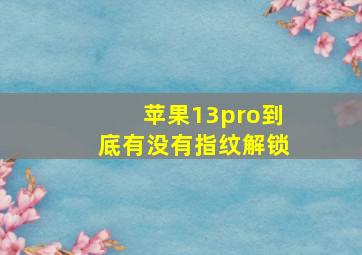 苹果13pro到底有没有指纹解锁