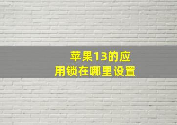 苹果13的应用锁在哪里设置