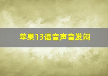 苹果13语音声音发闷