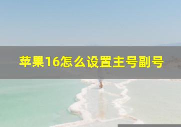 苹果16怎么设置主号副号