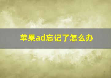 苹果ad忘记了怎么办