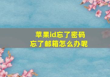 苹果id忘了密码忘了邮箱怎么办呢