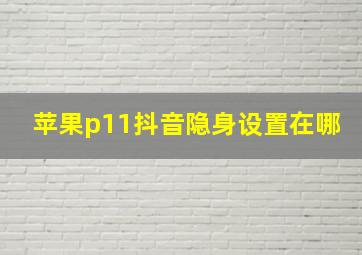 苹果p11抖音隐身设置在哪