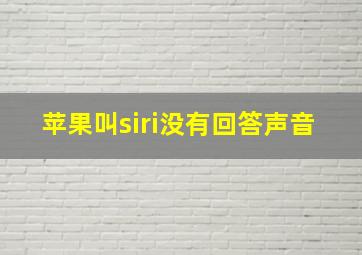 苹果叫siri没有回答声音