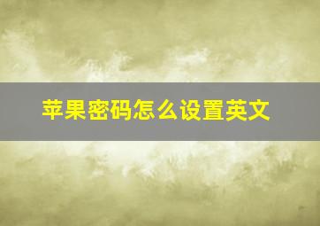 苹果密码怎么设置英文