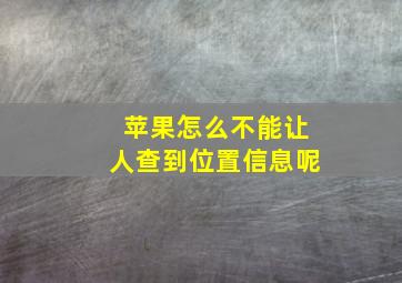 苹果怎么不能让人查到位置信息呢