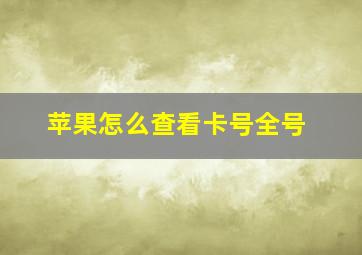 苹果怎么查看卡号全号