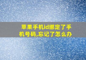 苹果手机id绑定了手机号码,忘记了怎么办