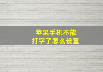 苹果手机不能打字了怎么设置