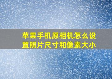 苹果手机原相机怎么设置照片尺寸和像素大小