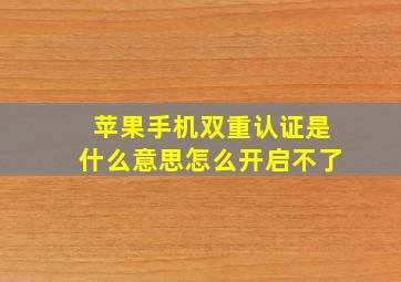 苹果手机双重认证是什么意思怎么开启不了