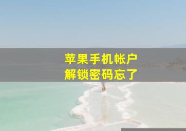 苹果手机帐户解锁密码忘了