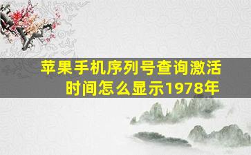 苹果手机序列号查询激活时间怎么显示1978年