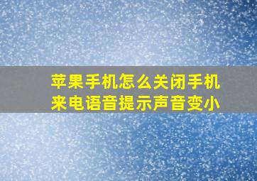 苹果手机怎么关闭手机来电语音提示声音变小