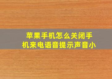 苹果手机怎么关闭手机来电语音提示声音小