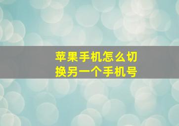 苹果手机怎么切换另一个手机号