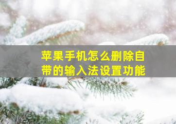 苹果手机怎么删除自带的输入法设置功能