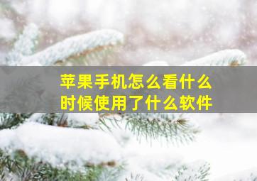 苹果手机怎么看什么时候使用了什么软件