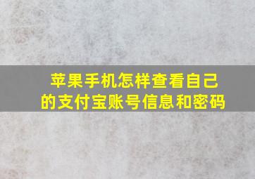 苹果手机怎样查看自己的支付宝账号信息和密码