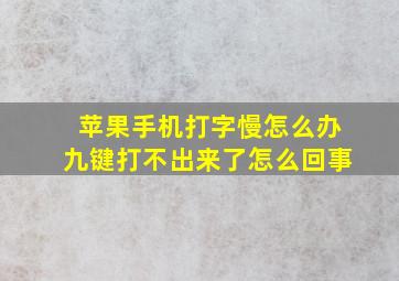 苹果手机打字慢怎么办九键打不出来了怎么回事