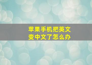 苹果手机把英文变中文了怎么办