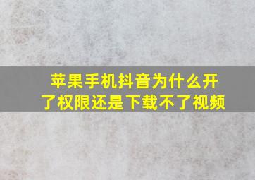 苹果手机抖音为什么开了权限还是下载不了视频