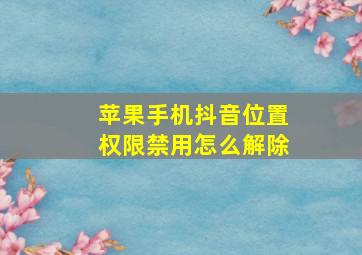 苹果手机抖音位置权限禁用怎么解除